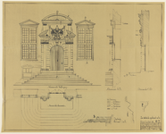 217552 Aanzicht, doorsneden en enkele details van de hoofdingang van het Zoölogisch Museum en Laboratorium en ...